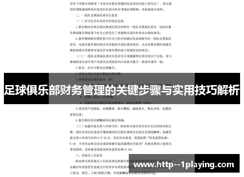 足球俱乐部财务管理的关键步骤与实用技巧解析 足球俱乐部财务管理的关键步骤与实用技巧解析